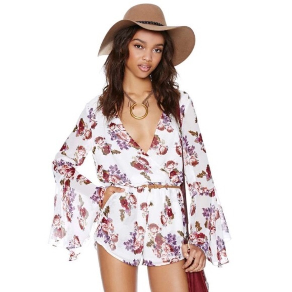 Cotton Candy Floral Long Sleeve Romper